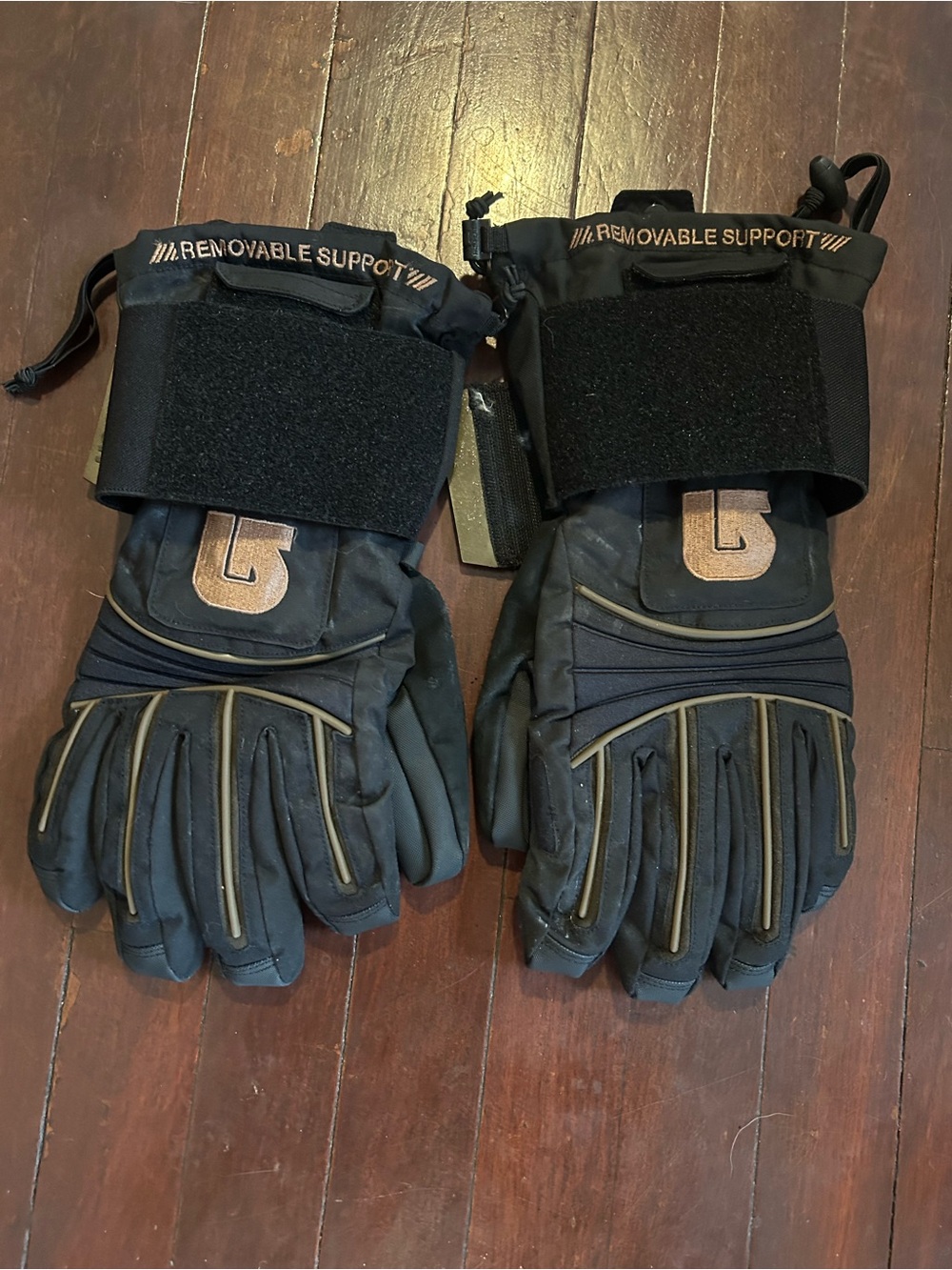 Burton Men's Winter Ski Snowboard Gloves Black XL Removable Support Wrist Strap